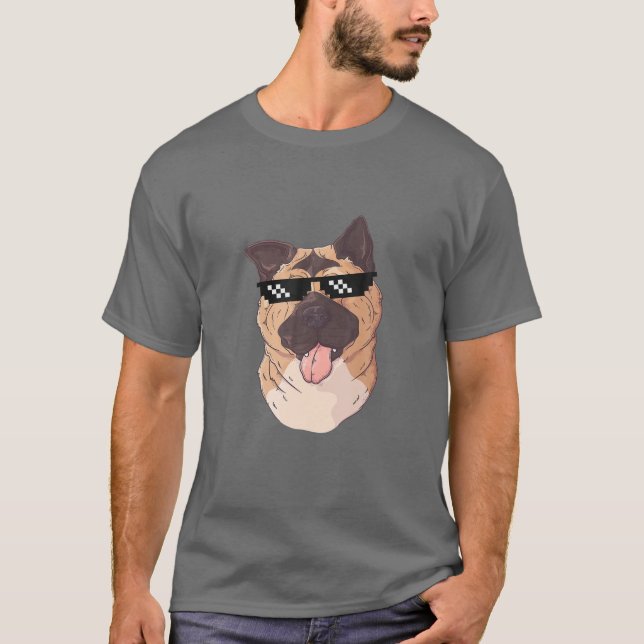 Krypto Doge Akita Shib-Münzen halten am Mond T-Shirt (Vorderseite)