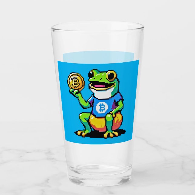 Krypto Frog - Funny Pixel Art Digital Währung Glas (Vorderseite)