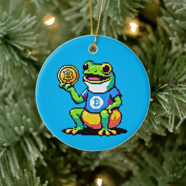 Krypto Frog - Funny Pixel Art Digital Währung Keramik Ornament (Baum)