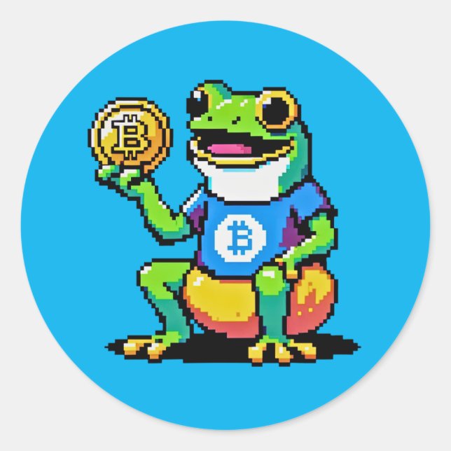 Krypto Frog - Funny Pixel Art Digital Währung Runder Aufkleber (Vorderseite)