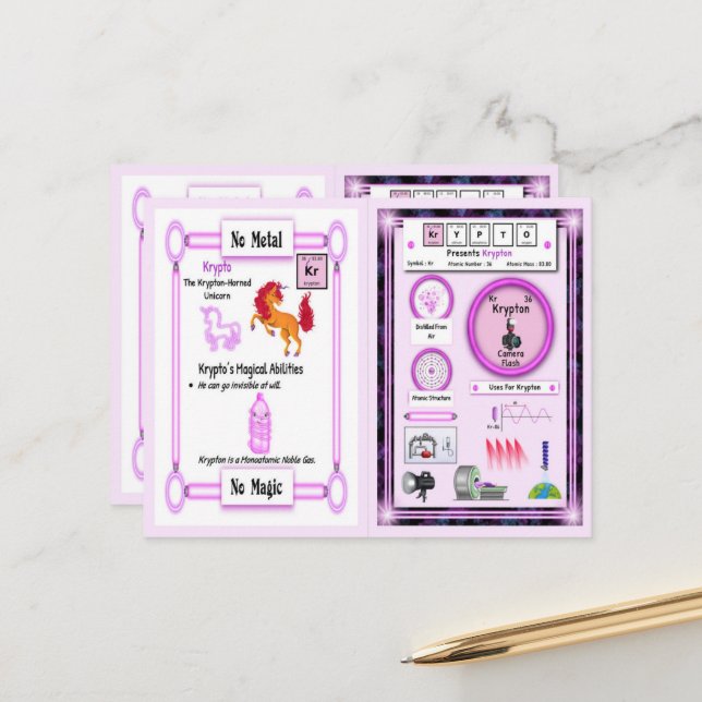 Krypto - Krypton Horn Unicorn Spielkarte Postkarte (Vorderseite/Rückseite Beispiel)