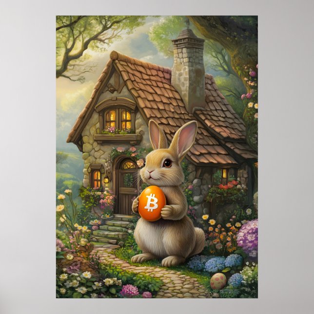Krypto Rabbit Hole Osterfest Sonnige Malerei Poster (Vorne)