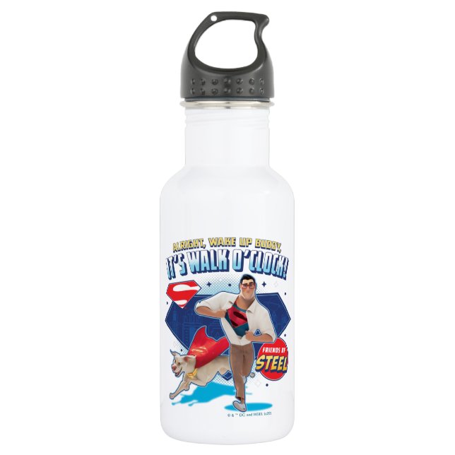 Krypto & Superman - Es ist Walk O'Clock! Edelstahlflasche (Vorderseite)