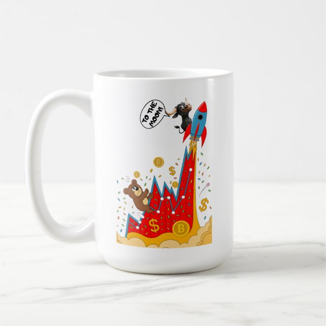 Krypto- und Aktienmarkt-Humor Kaffeetasse (Links)