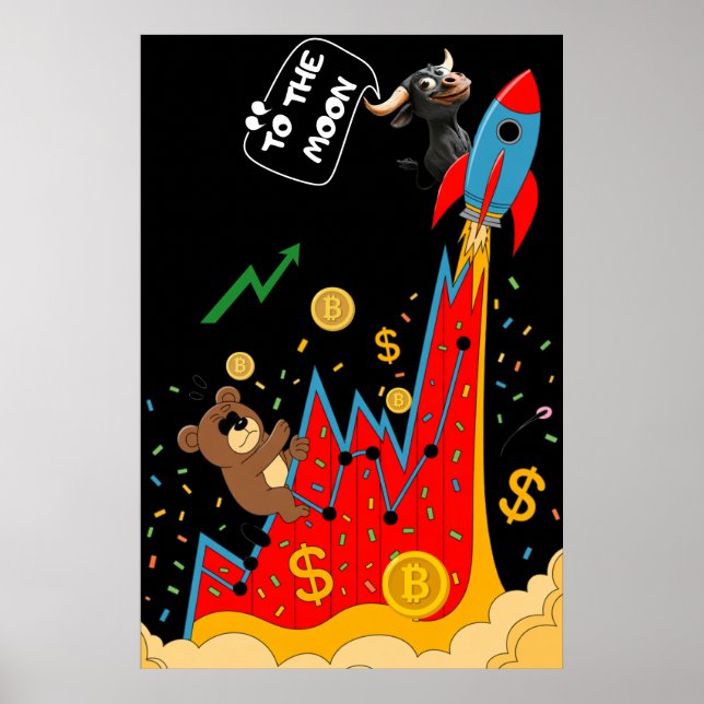 Krypto- und Aktienmarkt-Humor Poster (Vorne)