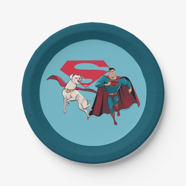 Krypto und Superman Pappteller (Vorderseite)