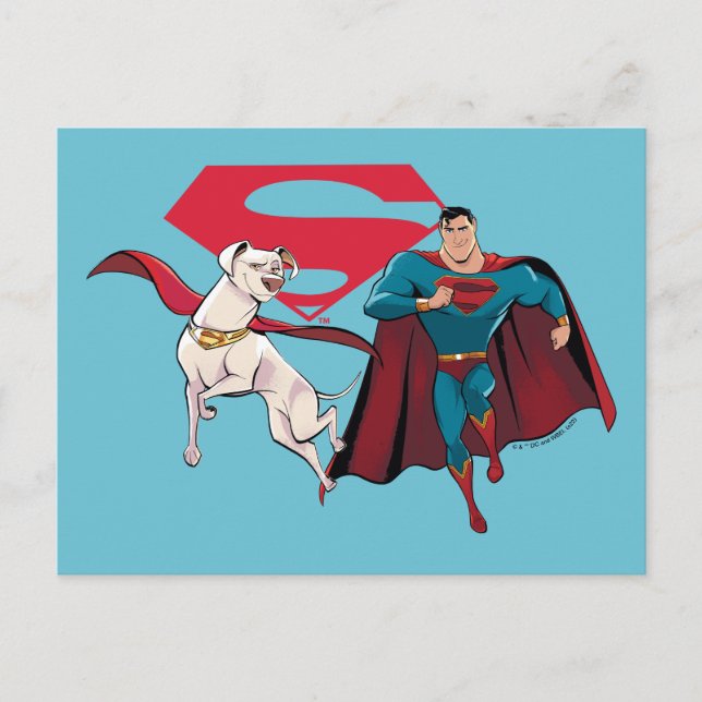 Krypto und Superman Postkarte (Vorderseite)