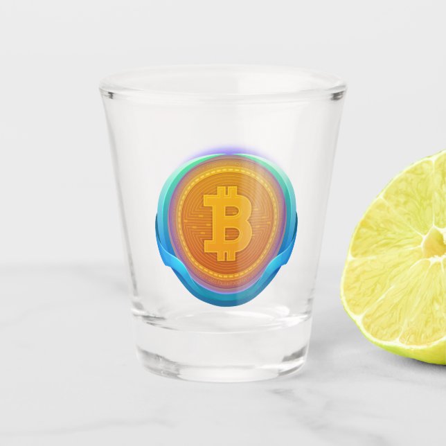 KRYPTOWÄHRUNG-BITCOIN SCHNAPSGLAS (Vorderseite)