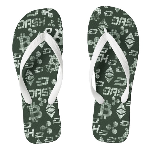 Kryptowährung Grünes Geld Muster Flip Flops (Fußbett)