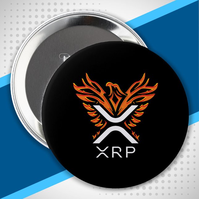 Kryptowährung XRP Crypto Orange Rising Phoenix Button (Von Creator hochgeladen)