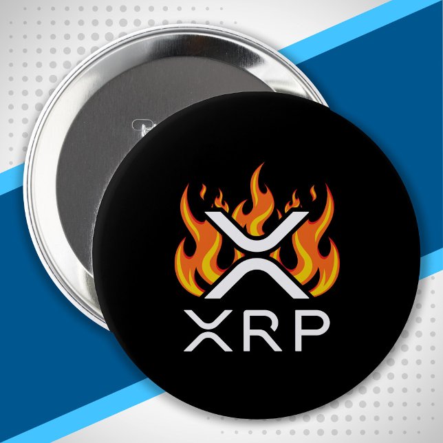 Kryptowährung XRP Krypto Orange Flammen Feuer Melt Button (Von Creator hochgeladen)