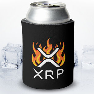 Kryptowährung XRP Krypto Orange Flammen Feuer Schm Dosenkühler