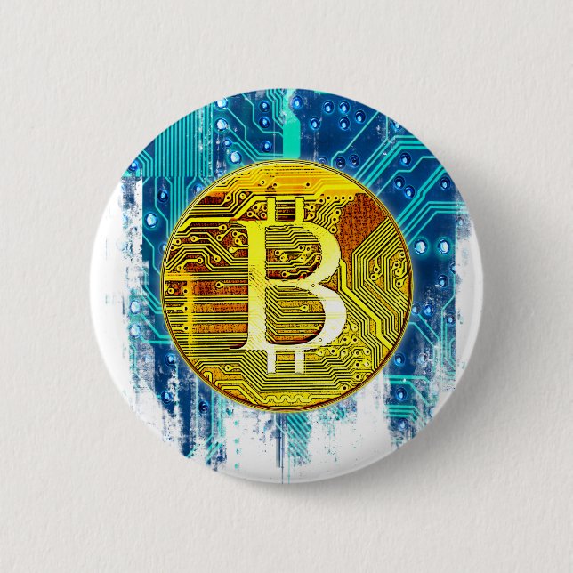 Kryptowährungs-Bitcoin und Schaltpult Button (Vorderseite)