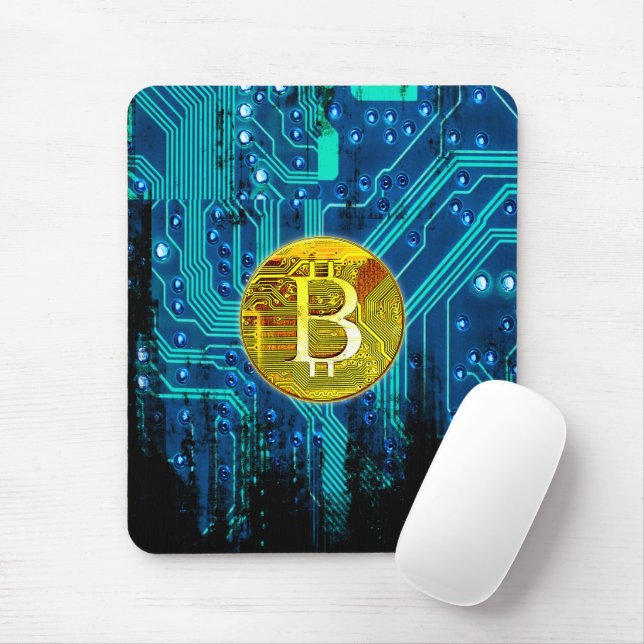Kryptowährungs-Bitcoin und Schaltpult Mousepad (Mit Mouse)