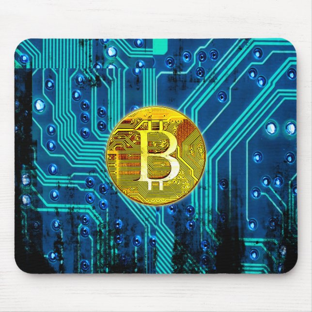 Kryptowährungs-Bitcoin und Schaltpult Mousepad (Vorne)