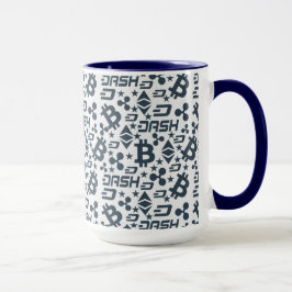 Kryptowährungs-Blau- und Weißmuster Tasse