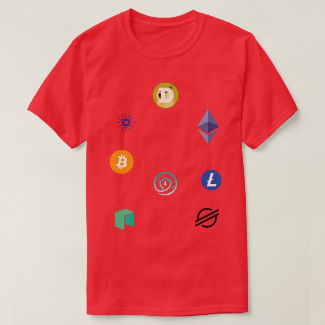 Kryptowährungslogos T-Shirt (Design vorne)