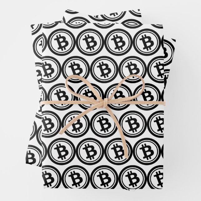 Kryptowährungsmuster mit Bitcoin Geschenkpapier Set (Beispiel)