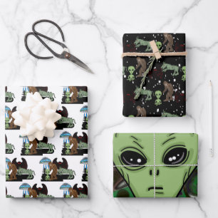 Kryptozoologie Kryptiden Big Foot Alien Mothman Geschenkpapier Set
