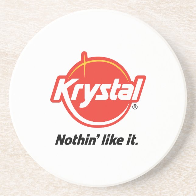 Krystal Logo-Untersetzer im Weiß Sandstein Untersetzer (Vorne)
