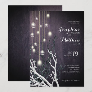 Krystal Vertical Light String White Branch Wedding Einladung