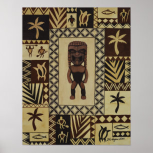 Ku Tiki Hawaiian God God of War Petroglyph Poster
