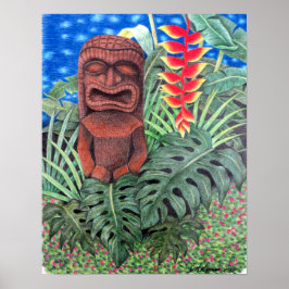 Ku Tiki Hawaiianischer Gott des Krieges Jungle Pos Poster