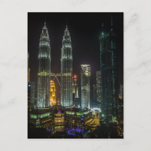 Kuala Lumpar Skyline bei Nacht Postkarte