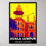 Kuala Lumpur Bahnhof Pop Art Poster<br><div class="desc">Der alte Bahnhof Kuala Lumpur ist eine der bekanntesten historischen Sehenswürdigkeiten Malaysias. Es wurde 1910 im englisch-mogulschen Architekturstil erbaut und von AB Hubback entworfen. Auf meiner Website finden Sie Details: http://www.malaysia-traveler.com/kl-railway-station.html Mein Poster enthält sowohl Pop-Kunst als auch Vintage-Reiseplakate und verleiht so einen einzigartigen Look.</div>