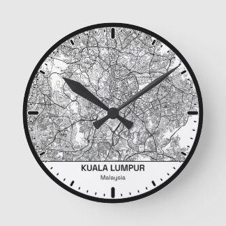 Kuala Lumpur Clock City Line Art Runde Wanduhr