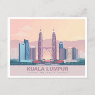 Kuala Lumpur Malaysia Pastel Travel Postkarte