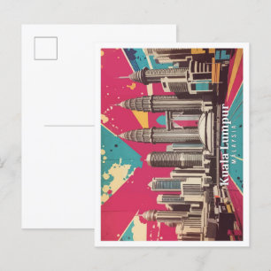 Kuala Lumpur Malaysia Pop Kunst, Dichtung und Musi Postkarte