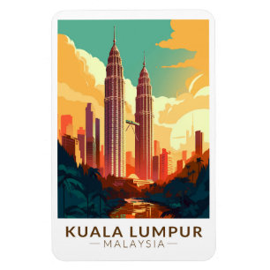 Kuala Lumpur Malaysia Reise Kunst Vintage Magnet