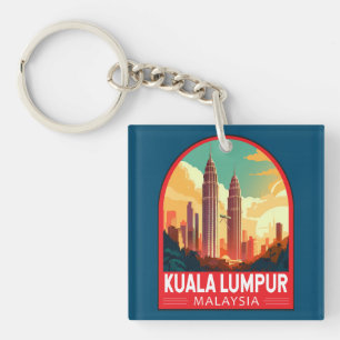 Kuala Lumpur Malaysia Reise Kunst Vintage Schlüsselanhänger