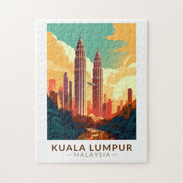 Kuala Lumpur Malaysia Reisen Vintag Puzzle (Vertikal)