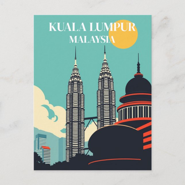 Kuala Lumpur Malaysia Retro City Postkarte (Vorderseite)