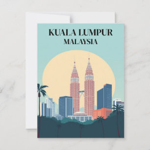 Kuala Lumpur Malaysia Retro Petronas-Türme Postkarte