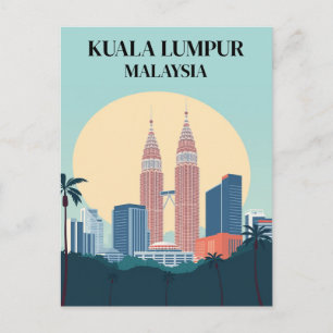 Kuala Lumpur Malaysia Retro Petronas-Türme Postkarte