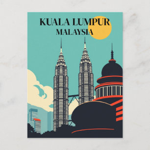 Kuala Lumpur Malaysia Retro-Stadtansicht Postkarte