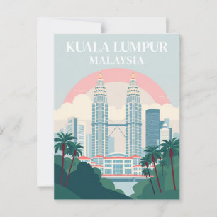 Kuala Lumpur Malaysia Vintag Citycape Travel Postkarte