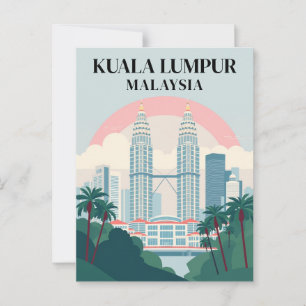 Kuala Lumpur Malaysia Vintag Citycape Travel Postkarte