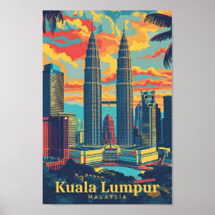 Kuala Lumpur Malaysia Vintage Kunst Reise Poster