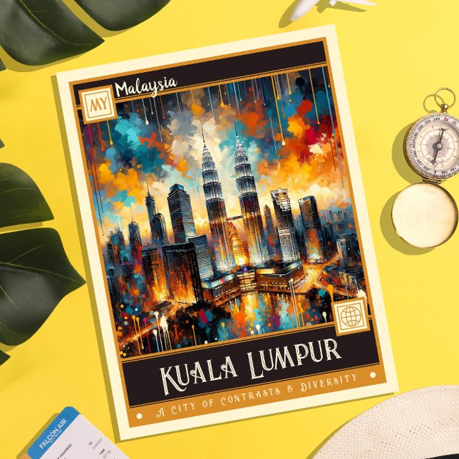 Kuala Lumpur, Malaysia | Vintage Malerei Postkarte (Von Creator hochgeladen)