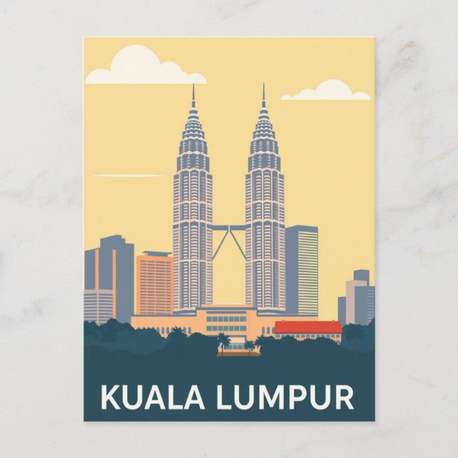 Kuala Lumpur Malaysia Vintage Petronas Towers Postkarte (Vorderseite)