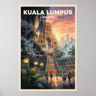 Kuala Lumpur Malaysia Vintage Reise Poster