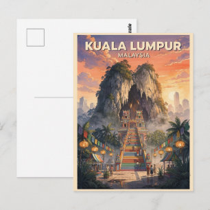 Kuala Lumpur Malaysia Vintage Reise Postkarte