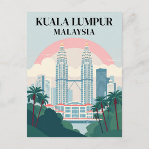 Kuala Lumpur Malaysia Vintage Stadtansicht Reise Postkarte