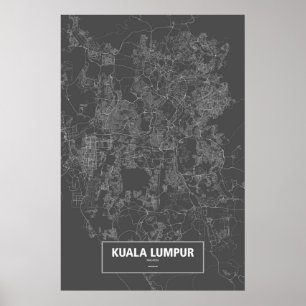 Kuala Lumpur, Malaysia (weiß auf Schwarzem) Poster