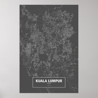 Kuala Lumpur, Malaysia (weiß auf Schwarzem) Poster