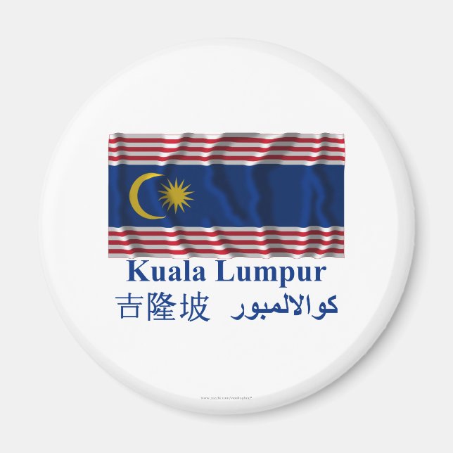 Kuala Lumpur schwenkende Flagge mit Namen Magnet (Vorne)